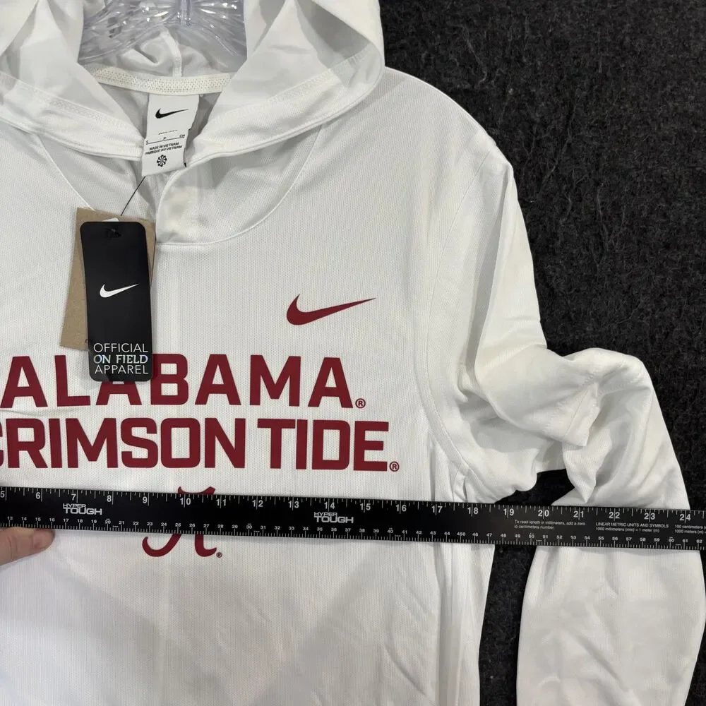 Alabama Crimson Tide Shirt Men's Small White Hoodie Nike Dri-FIT On Field Hooded